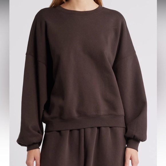 NWT $248 Frame Denim Dark Brown Travel Crew Sweatshirt Size XS - Picture 8 of 12